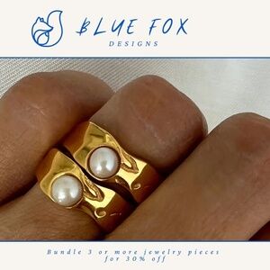 *NEW* 18K Gold Plated Stainless Steel Pearl Bauble Ring
